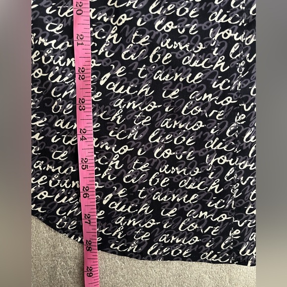 [S]CAbi Navy “Love” Print LS Scoop Neck Blouse - Picture 6 of 8